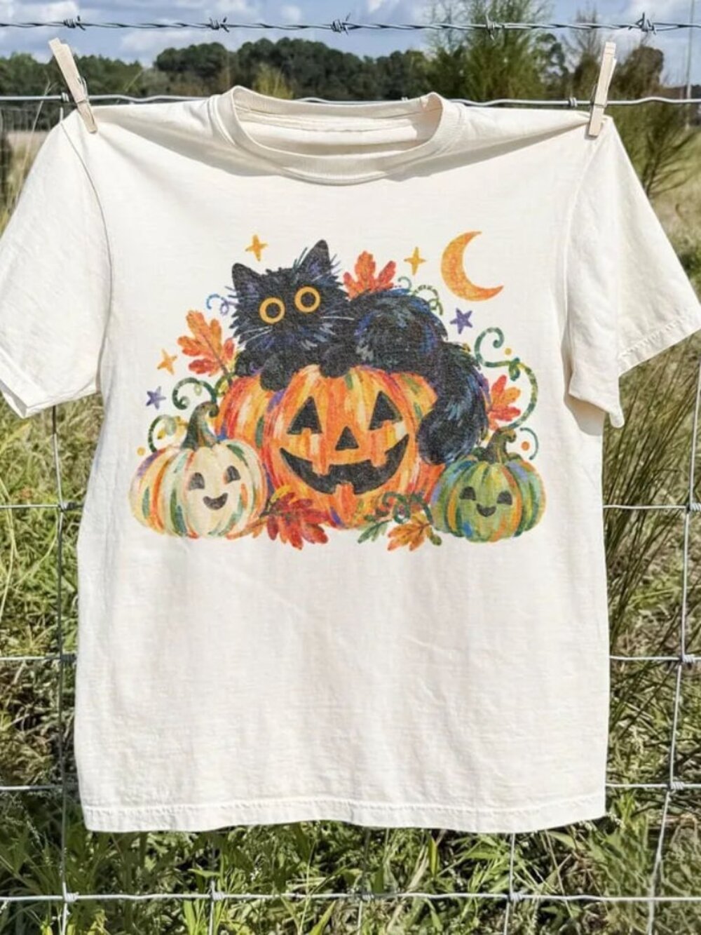 Cute Halloween Cat Shirt, Pumpkin Tee, Autumn Shirt Gift